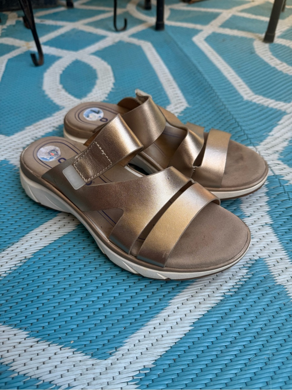 Women's Bionica Metallic Bronze Comfort Slide Sandals Sz 7.5